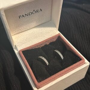 Pandora Pave Heart Mini Hoop Earrings